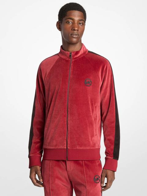 MICHAEL KORS Stripe Velour Zip-Up Jacket