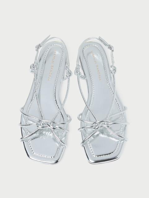 LOEFFLER RANDALL Karly Silver Leather Strappy Sandal