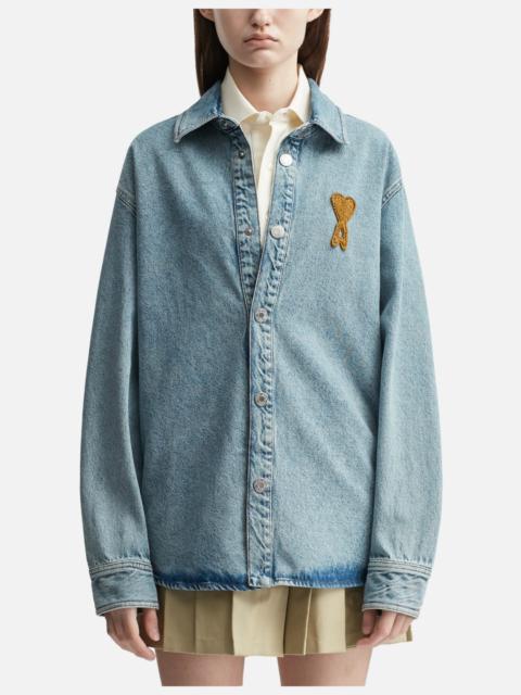 BLUE COTTON KNITTED AMI DE COEUR OVERSHIRT