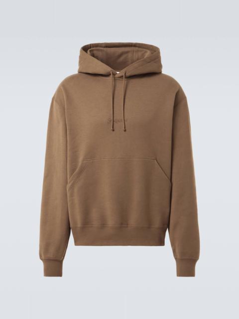 SAINT LAURENT Logo embroidered cotton fleece hoodie