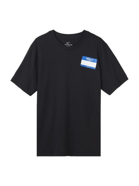 Nike Nike Dri-FIT Back Cartoon Alphabet Pattern Printing Round Neck Breathable Running Short Sleeve Black