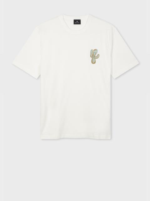 Paul Smith White 'Stripe Cactus' Print T-Shirt