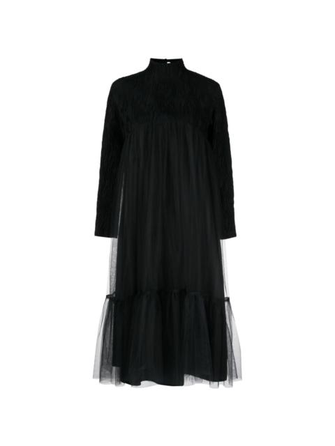 Noir Kei Ninomiya high-neck tulle-overlay midi dress