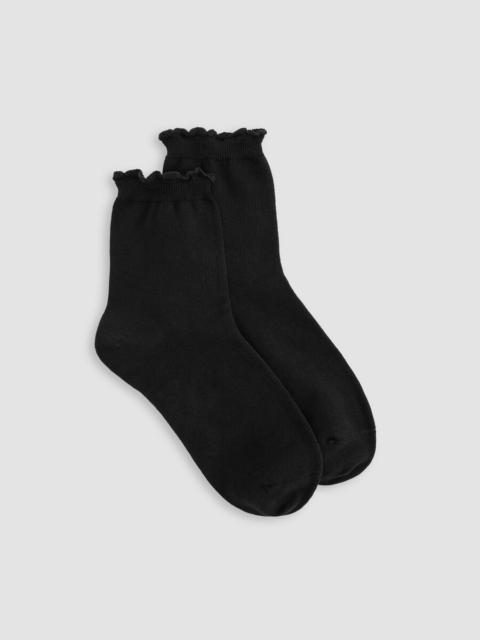 EILEEN FISHER Cotton Rib Scallop Edge Short Crew Sock