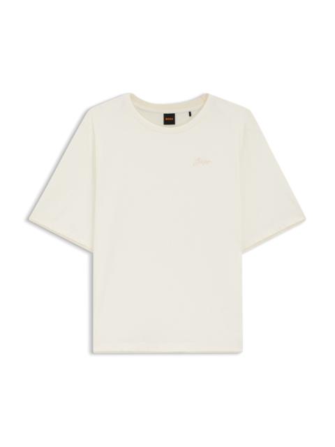 BOSS MESH-INSERT T-SHIRT IN COTTON JERSEY