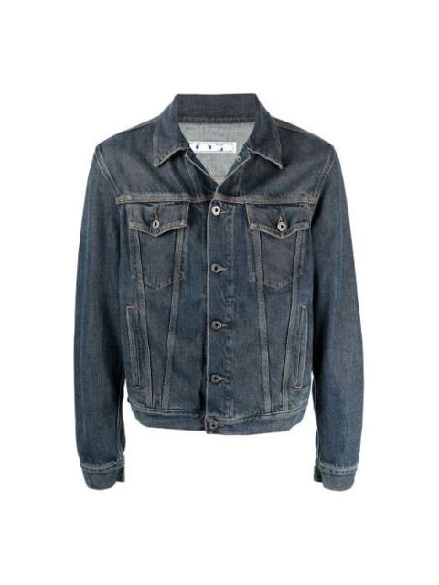 Off-White Off-White SS21 Logo Pattern Printing Denim Jacket Loose Fit Denim Blue OMYE054S21DEN0044701