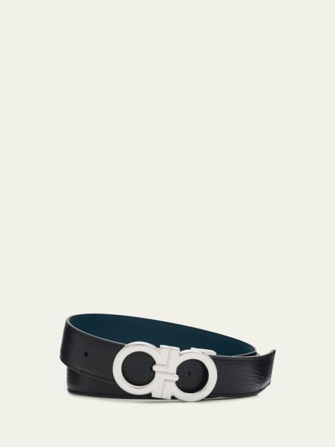 FERRAGAMO Men's Reversible Leather Gancini-Buckle Belt