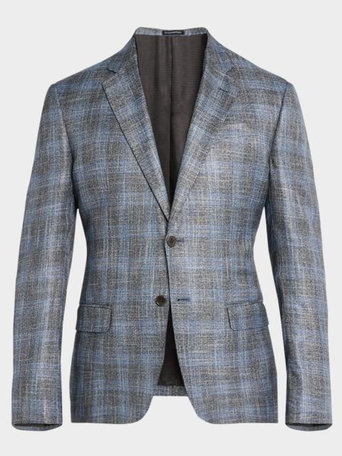 EMPORIO ARMANI Men's Bamboo Textured Plaid Sport Coat