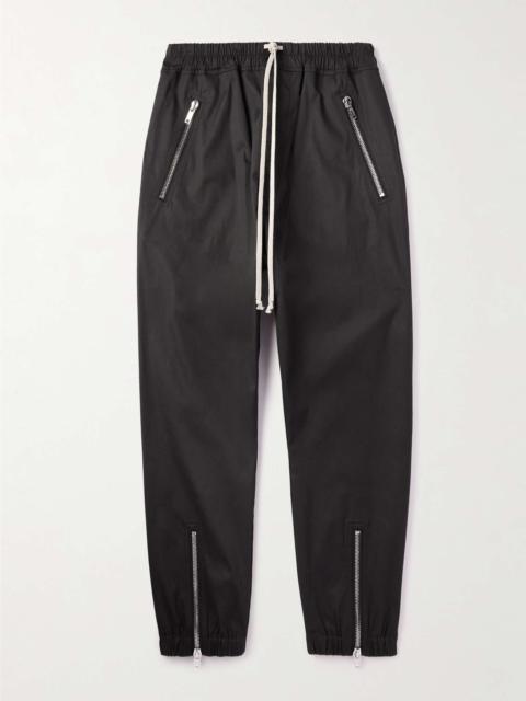 Rick Owens Tecuatl Slim-Fit Tapered Stretch-Cotton Poplin Drawstring Trousers