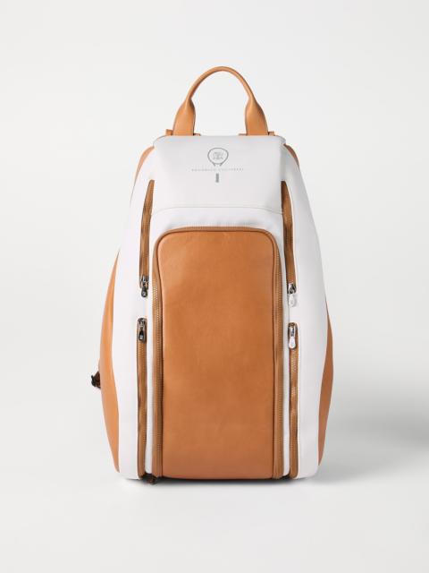 Brunello Cucinelli Leather and techno fabric padel backpack