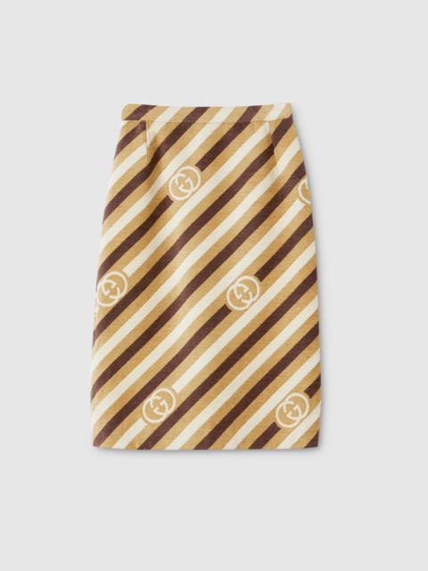 GUCCI Diagonal GG velvet chenille midi skirt