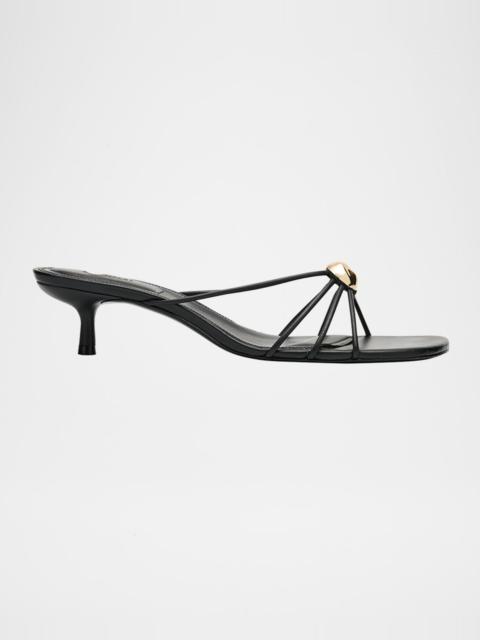 SIMKHAI Amaya Strappy Leather Kitten-Heel Sandals