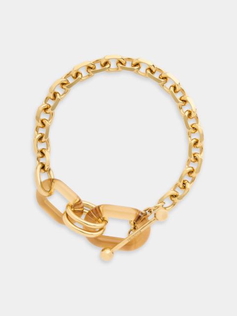 rabanne XL LINK NECKLACE IN GOLD METAL AND OCHRE RESIN