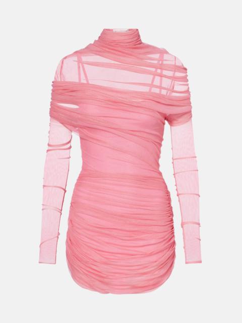 CHRISTOPHER ESBER Christo ruched sheer silk minidress