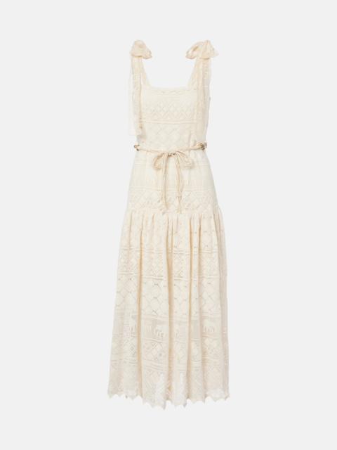 Zimmermann Indra belted cotton lace midi dress