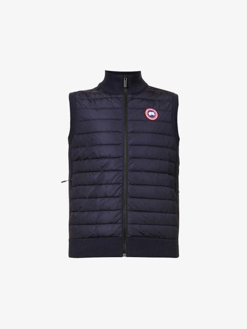 High-neck padded wool and shell-down vest