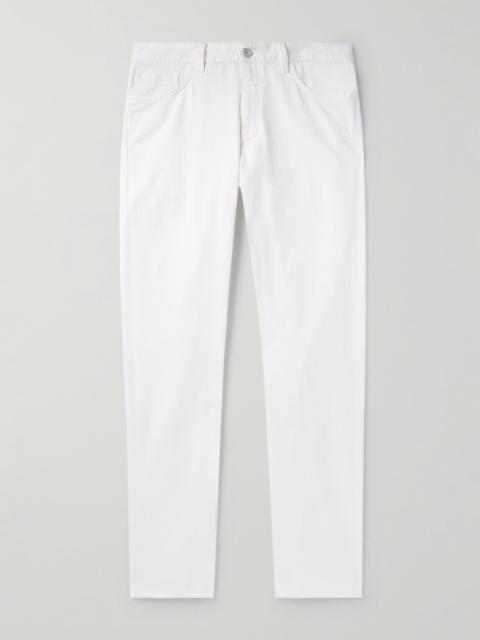 ZEGNA Leather-Trimmed Straight-Leg Jeans