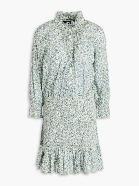 VERONICA BEARD Corsica shirred floral-print cotton mini dress