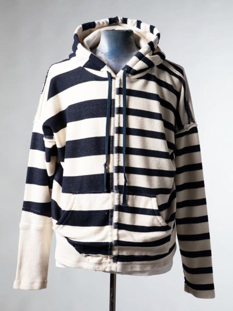 Greg Lauren Nautical Striped Spliced Hoodie - Blue White