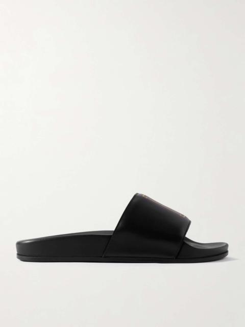 Rhude Logo-Print Leather Slides