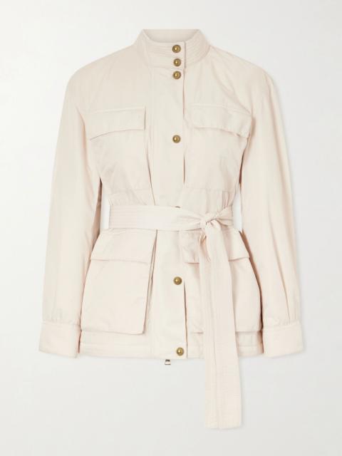 Moncler Maitake appliquéd belted gabardine jacket Beige