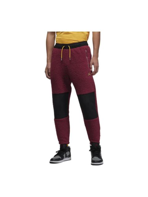 Jordan Air Jordan Colorblock Embroidered Drawstring Elastic Waistband Bundle Feet Sports Pants Men's Red DV