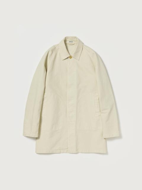 AURALEE GARMENT-DYED ORGANIC COTTON HEAVY TWILL SHORT COAT