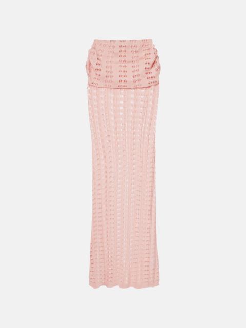 AYA MUSE Draped pointelle maxi skirt