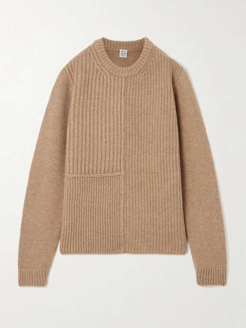 Paneled ribbed wool sweater