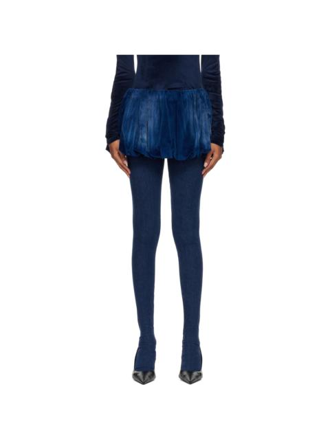 Diesel Blue Velvet Denim Bubble Miniskirt