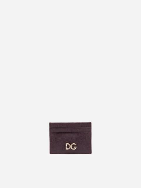 Dolce & Gabbana Credit card holder with DG rhinestones in dauphine calfskin