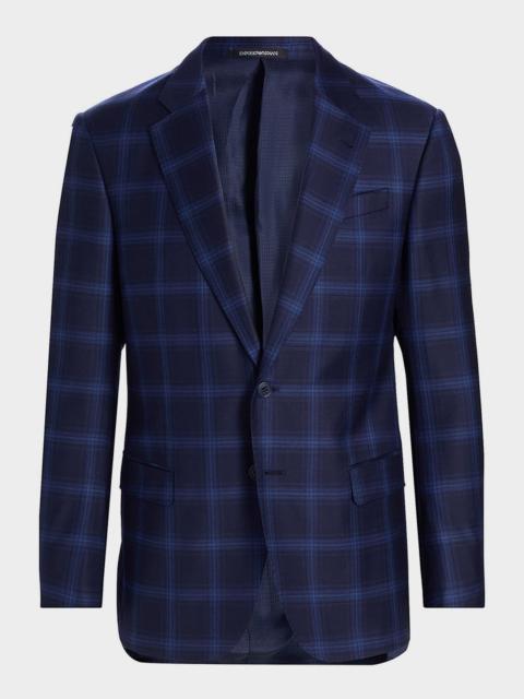 EMPORIO ARMANI Men's Wool Plaid Single-Breasted Sport Coat