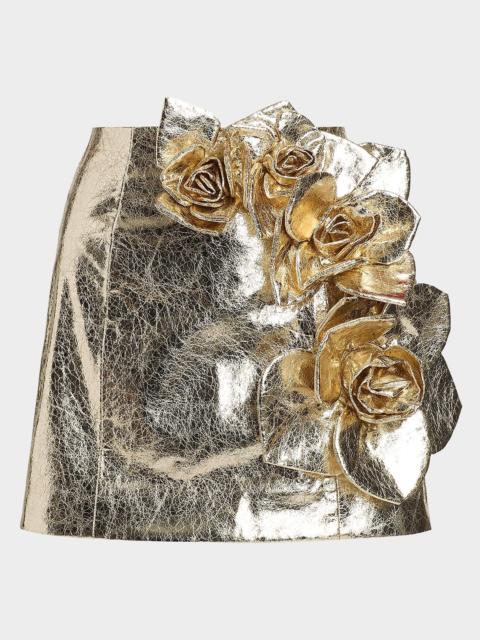 AKNVAS Aksel Metallic Faux Leather Mini Skirt