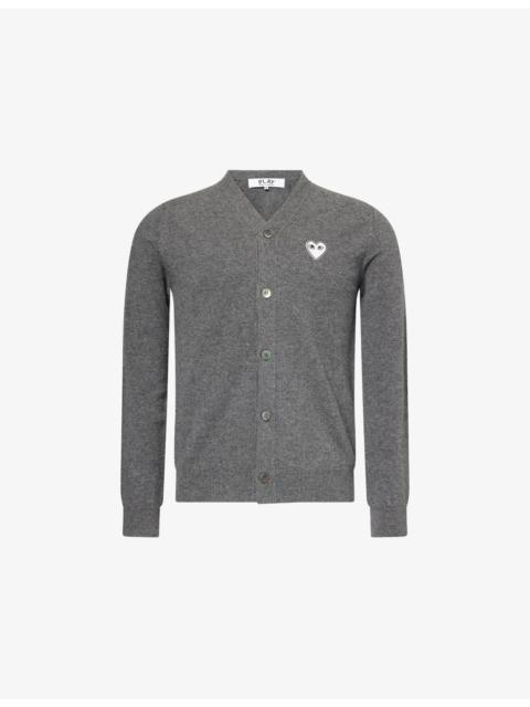 Comme des Garçons PLAY Embroidered Heart Brushed Wool Knit Cardigan