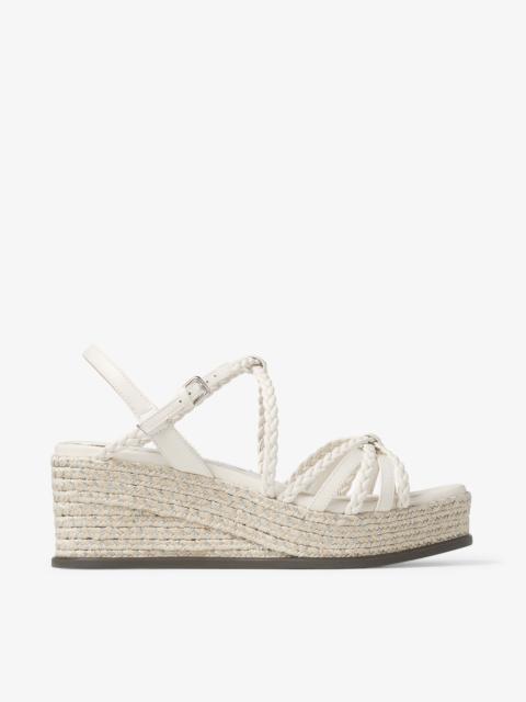 JIMMY CHOO Nyra 60
Latte Nappa Leather Sandal Wedges