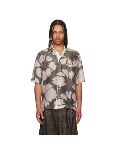 Dries Van Noten Gray & White Dessin Printed Shirt