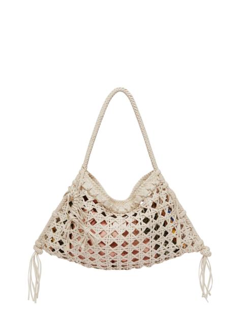 ALÉMAIS Woven Leather Maxi Tote Ivory