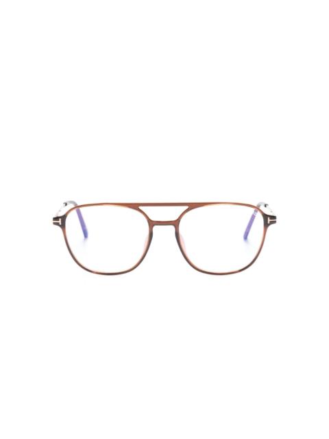 TOM FORD tortoiseshell-effect pilot-frame glasses