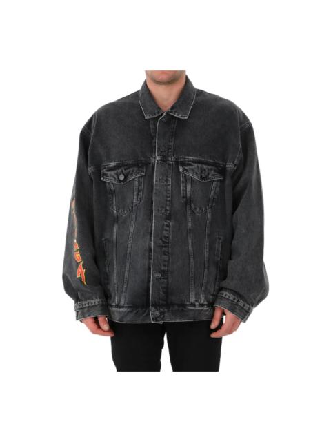 BALENCIAGA Balenciaga Metallica Oversized Denim Jacket 'Washed Black Orange' 694504TBP471055