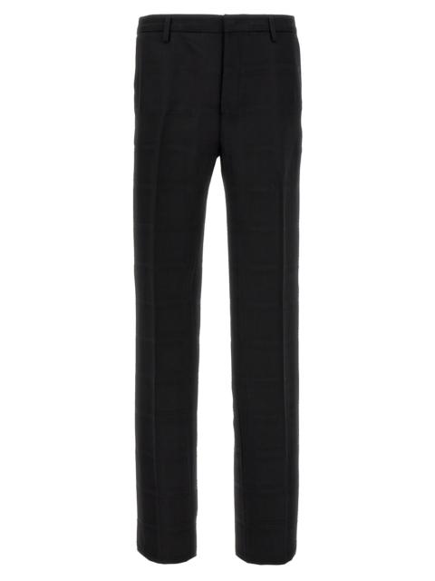 Check Wool Trousers Pants Black