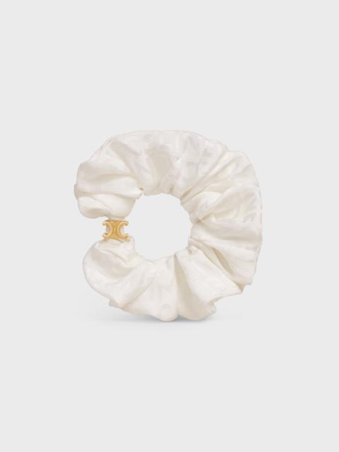 CELINE Scrunchy Celine Celine Signature Tone Bracelet in Brass with Gold Finish and White Silk