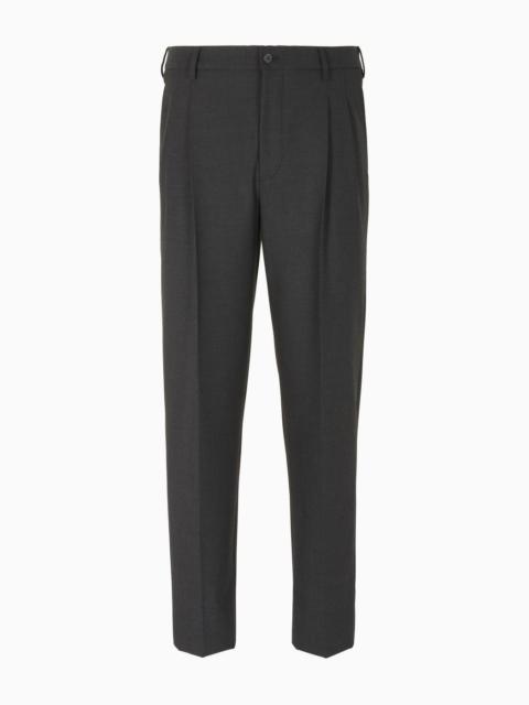 GIORGIO ARMANI Double-darted trousers in stretch technical canvas