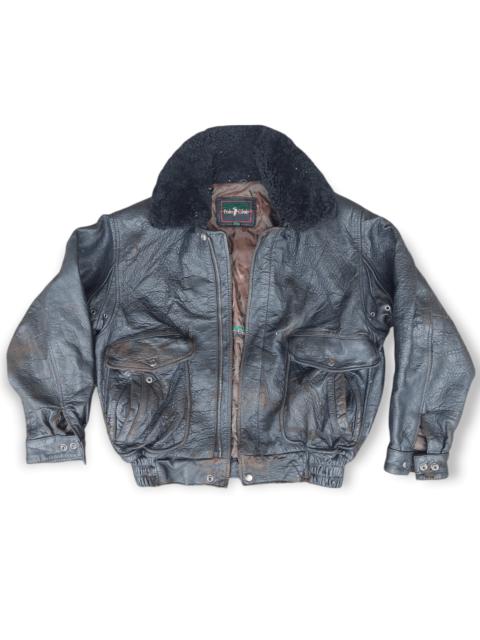 Other Designers Freewheelers × Genuine Leather × Vintage - VINTAGE COWHIDE POLO CLUB SPELLOUT BOMBER LEATHER JACKET
