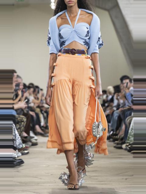 rabanne Gathered Silk-Blend Midi Skirt orange