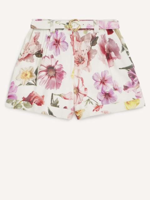 Aje. Fleur Pleated Linen Shorts