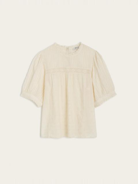 Madewell Embroidered Pintuck Crewneck Top