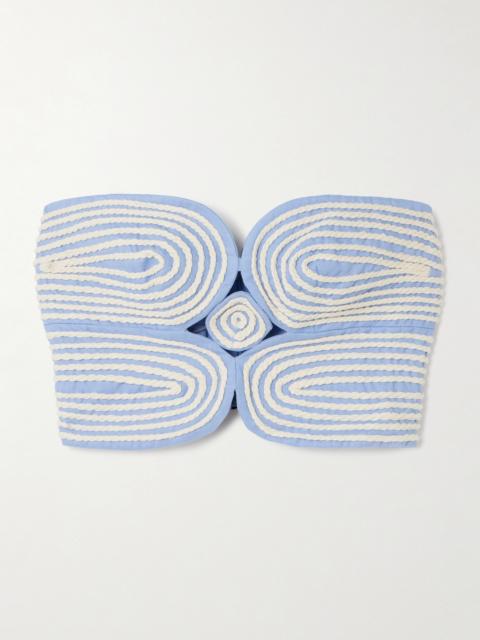 ANDRES OTALORA Baia Cutout Embroidered Linen Bustier Top