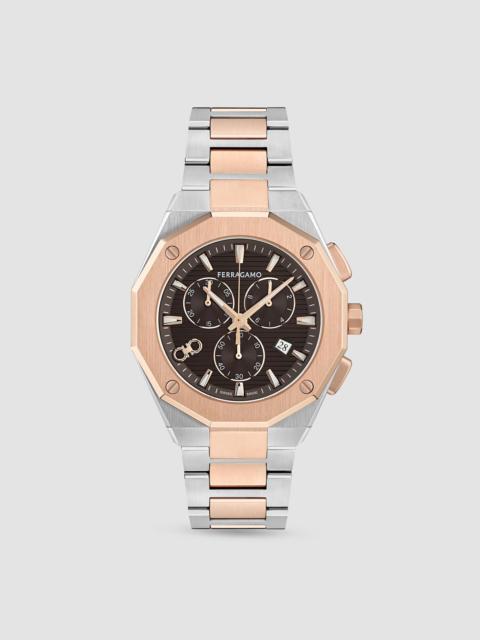 FERRAGAMO Men's Edge Chrono Two-Tone Rose Gold IP Stainless Steel Bracelet Watch/42MM - Two Tone