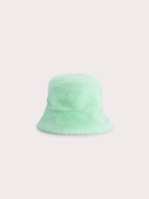 BY FAR FLETCHER BUCKET HAT MINT FAUX FUR