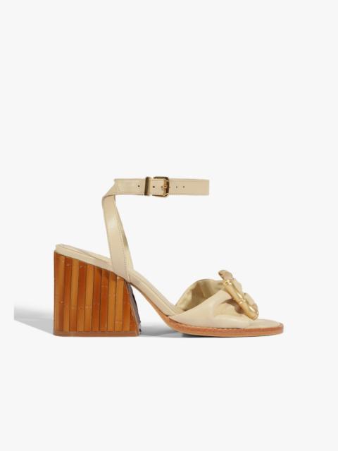 SCHUTZ Enola Bamboo Mid Block Leather Sandal